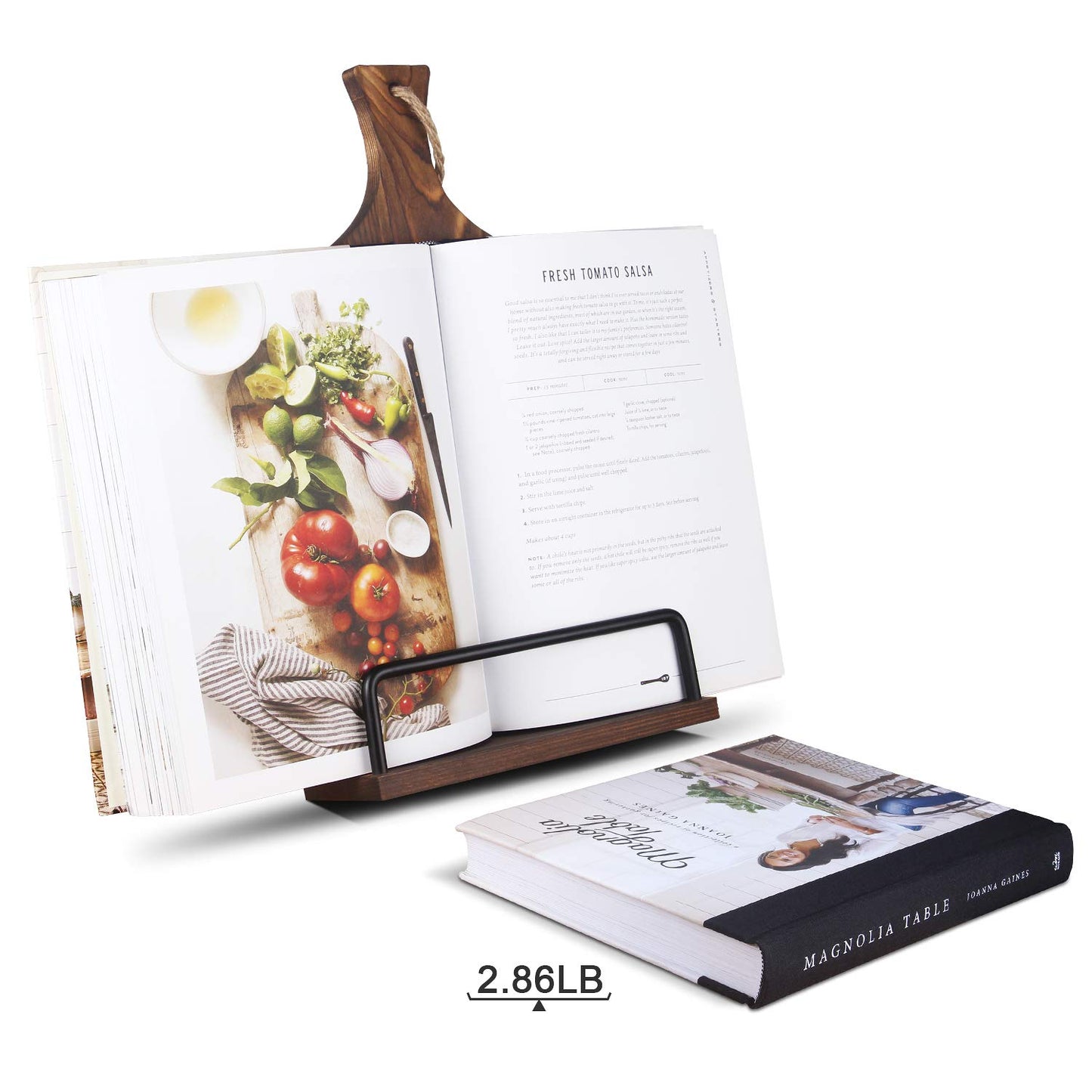 VYNOPA Cookbook Stand for Kitchen Counter Wood Adjustable Recipe Book Holder Stand iPad Rustic Holder Thanksgiving Day Christmas Gift for Mother, Grandma, Women