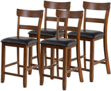 NAFORT Counter Height Bar Stools Set of 4, Farmhouse 25.5” Wood High Dining Chairs, Counter Stools with Back for Kitchen Restaurant Bar, Rubberwood Legs & Black PU Leather Cushion NAFORT