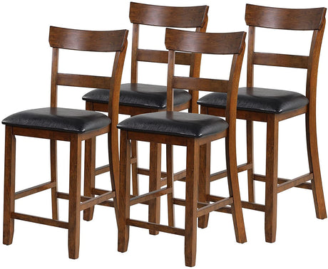NAFORT Counter Height Bar Stools Set of 4, Farmhouse 25.5” Wood High Dining Chairs, Counter Stools with Back for Kitchen Restaurant Bar, Rubberwood Legs & Black PU Leather Cushion NAFORT