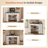 SEDETA 31.5" Corner Desk, Small Corner Desk for Small Space, Farmhouse Corner Computer Desk with Drawer, Small Computer Desk with Storage Shelves for Home Office, Living Room, Bedroom, White SEDETA