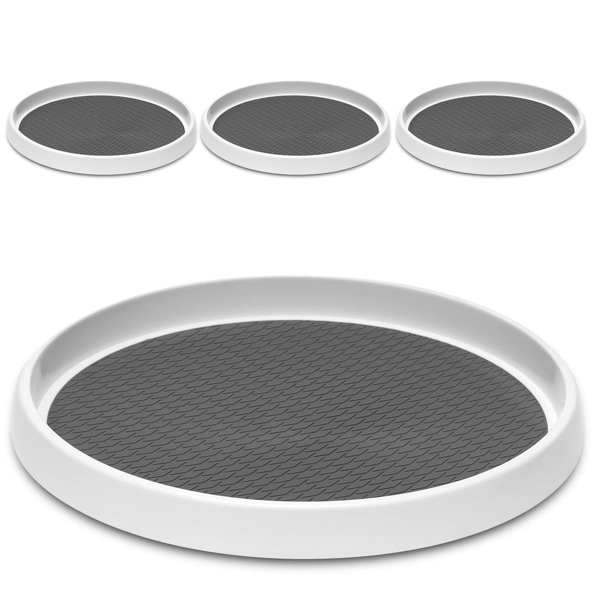 Set of 4, 10 Inch Non-Skid Lazy Susan Organizers - Turntable Rack for Cabinet, Pantry Organization and Storage, Kitchen, Fridge, Bathroom Makeup Vanity Countertop, Under Sink Organizing, Spice Rack LANDNEOO