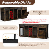 KIGOTY Furniture Style Dog Crate with Storage, 71 Inch Double Dog Crate for 2 Dogs, Wooden Large Dog Kennel with Drawers,Tilt Out Trash Cabinet,Divider and Sliding Doors (Rustic Brown) KIGOTY