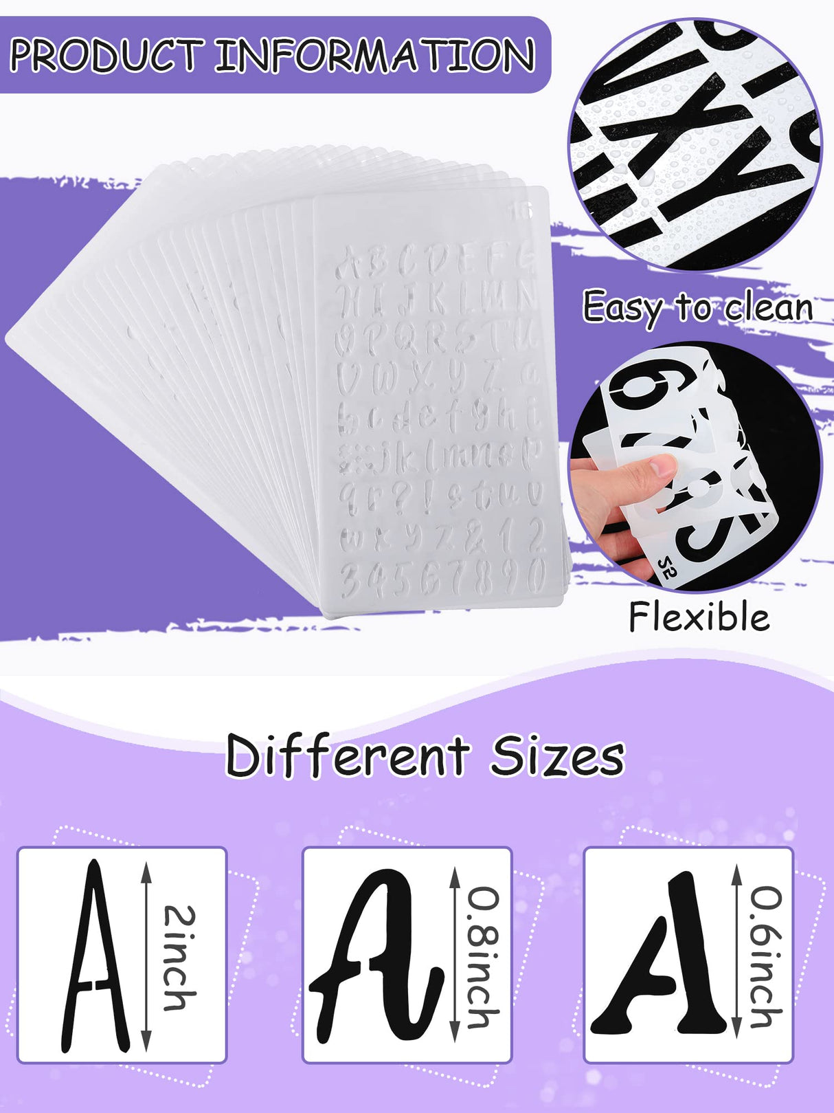 30 Pieces Letter Stencils for Painting 4 x 7 Inch Alphabet Reusable Plastic Numbers Font Templates for Journal Notebook, Diary, Scrapbook Decor Supplies Tenare