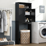 Baztin Over The Toilet Storage Cabinet, Over The Toilet Cabinet for Bathroom with Inner Adjustable Shelf and Top Open Storage Above Toilet Cabinet Behind The Toilet Bathroom Organizer, Black Baztin