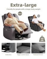GAOMON Oversized Electric Power Recliner Chair with Heat & Massage - 360° Swivel Rocker Recliner for Living Room, PU Leather Recliner with 1.5X Sponge Filling, 22" Large Seat Lazyboy Style. GAOMON