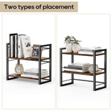 ART-GIFTREE Office Desk Shelf Organizer, Wood Desktop Bookshelf Supplies Storage Rack, Shelf for Top of Desk and Dresser (Brown-2 Tier) ART-GIFTREE