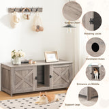 MAHANCRIS Cat Litter Box Enclosure for 2 Cats, 47.2" Hidden Cat Litter Box Furniture with Double Room, Wooden Cat Washroom Cabinet with Scratching Board, Indoor Cat House End Table, Greige CWHG1201 MAHANCRIS