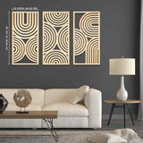 BINCUE 3 Panels Arches Shapes Wall Art Boho Decor Abstract 3D Hollow Wood Wall Art for Kitchen Bathroom Living Room Decorative BINCUE