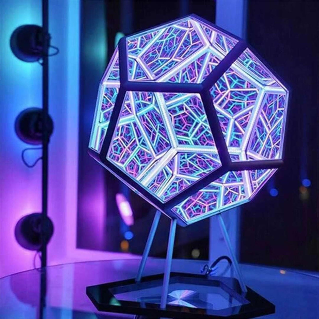 Bobbird Infinity Dodecahedron Creative Cool Infinity Dodecahedron Night Light Furniture Decoration Table Lamp, Party Atmosphere Light, Spiral Space LED Dimmable Light Bobbird