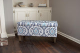 HomePop Large Upholstered Rectangular Storage Ottoman Bench with Hinged Lid, Slate Damask HomePop
