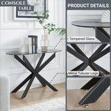 Modern Glass Oval Console Table, Entryway Hallway Narrow Sofa Table, Entrance for Entryway, Living Room, Foyer, Hallway, Office， 45" Lx18 Wx30 H Black Edwin's Choice