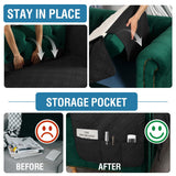 H.VERSAILTEX 100% Waterproof Armchair Slipcovers Modern Arm Chair Covers with Extra Long Armrest Cover Traditional Chesterfield Chair Covers Thick Sofa Protector for Cats (Chair, Black/Beige) H.VERSAILTEX