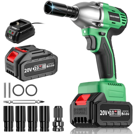 Tegatok 4.0Ah Battery Cordless Impact Wrench, 320Ft-lbs(430N.m) Brushless 1/2 Impact Gun, 20V High Torque Power Impact Driver, Electric Impact for Car Home, 1 Battery Tegatok