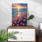 ATDMS Paint by Numbers Kit for Adults with Easel DIY Tulips Adult Paint by Number Kits on Canvas Framed Oil Painting Kits for Wall Hanging Home Room Decor 7.87x11.81 Inch ATDMS