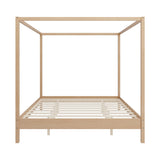 Merax King Size Canopy Bed with Four Posters, Wooden Platform Bed Frame & 8.3" Storage Space Under Bed, Solid Wood Slats Support, No Box Spring Needed, Easy Assembly, Natural Merax