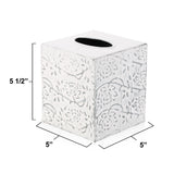 Modern Farmhouse Tissue Box Cover, Decorative Tissue Box Holder, Square Tissue Box Cover, Country Chic Distressed White Tissue Box Cover, Rustic Metal Tissue Box Cover, Kleenex Holder for Bathroom CRAFTSMAN ROAD