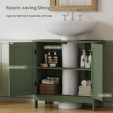 TEENFON Pedestal Sink Storage Cabinet, Under Sink Cabinet with 2 Doors & Storage Shelf, Under Bathroom Organizer for Bathroom, Forest Green TEENFON