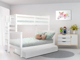 Bedz King BK961EL-Trundle Bunk Bed, Twin over Full, White Bedz King