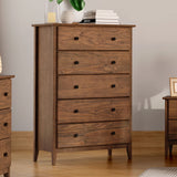 Grain Wood Furniture Greenport 5-Drawer Chest, Solid Wood with Brushed Walnut Finish Grain Wood Furniture