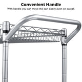 WDT 990Lbs Capacity Heavy Duty Rolling Utility Cart, NSF Rolling Carts with Wheels,Commercial Grade Metal Cart with Handle Bar & Shelf Liner,Trolley Serving Cart for Restaurant,Kitchen,Gray WDT