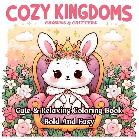 COZY KINGDOMS Crowns And Critters: Bold And Easy Coloring Book For Kids And Adults With 50 Cute Critters In A Magical Kingdom (COZY KINGDOMS Coloring Books) Majosta