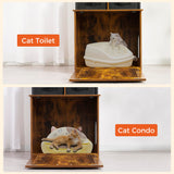 Dwanton Litter Box Enclosure with 3 Storage Shelves and 2 Drawers, 2-in-1 Hidden Cat Litter Box Enclosure Furniture with Shelf, Reversible Entrance, Washable Drawers, 61.8-Inch, Rustic Brown Dwanton
