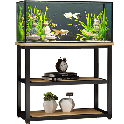 Avolander Fish Tank Stand Metal Aquarium Stand 40-50 Gallon, Double Layer Metal with Storage Weight Capacity 760lbs, 31.5 X 27.56 X 17.72 inch, Black Walnut Brown