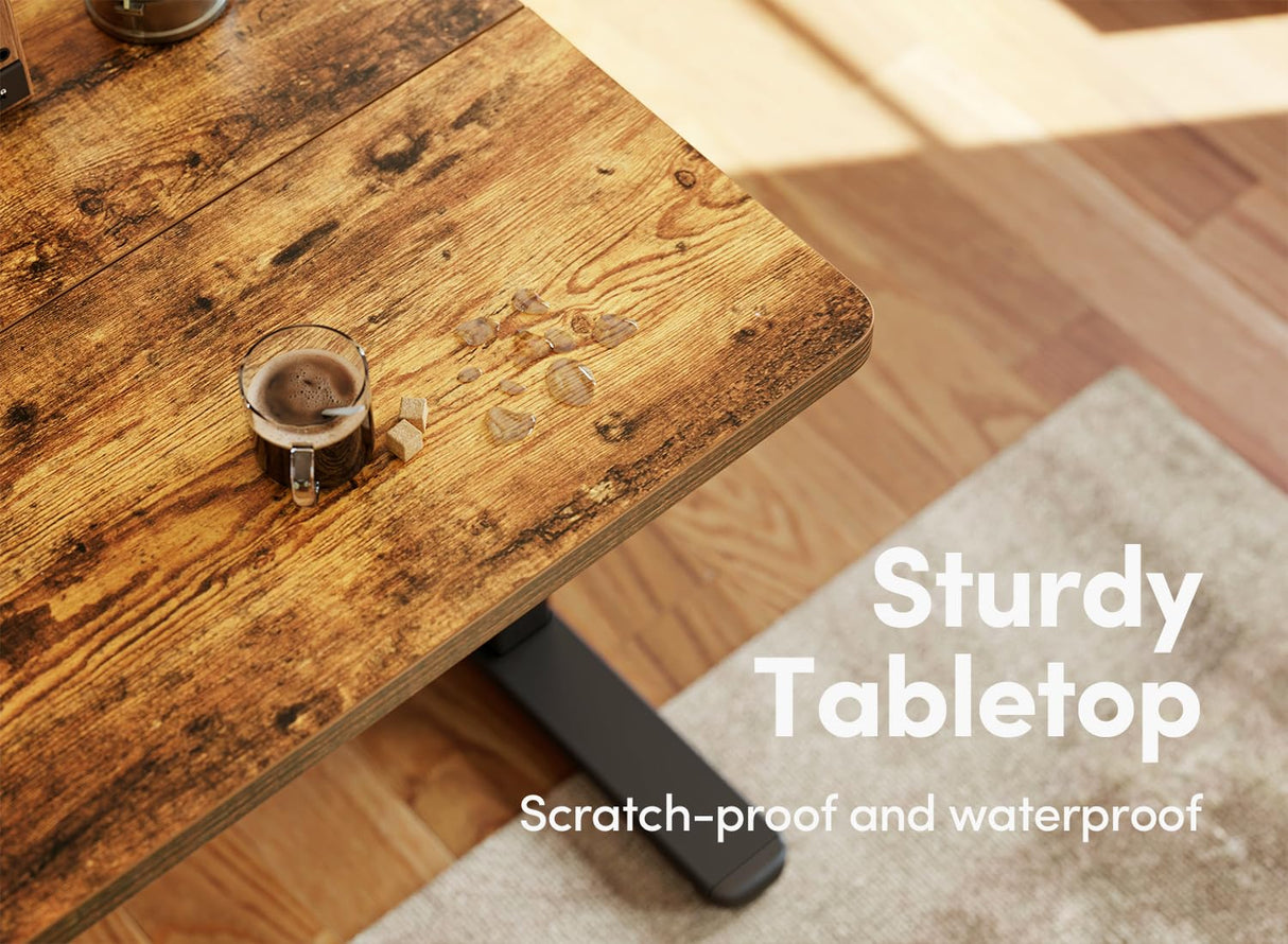 BANTI 63'' Standing Desk, Electric Stand up Height Adjustable Home Office Table, Sit Stand Desk with Splice Board, Rustic Brown BANTI