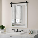 Farmhouse Bathroom Mirror, White Rustic Vanity Mirror Wood Framed Decrative Mirrors, Barn Door Style Decor Entryway Bedroom 22x30INCH Horizontal PAIHOME