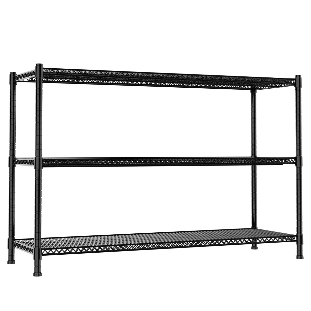 Heavy Duty Shelving, 47.6" H Garage Shelving Unit with Leveling Feet, 3-Tier Adjustable Garage Storage Shelves Metal Rack, Industrial Shelving for Warehaouse Storage, 60" W x 24" D x 47.6" H, Black GIOTORENT