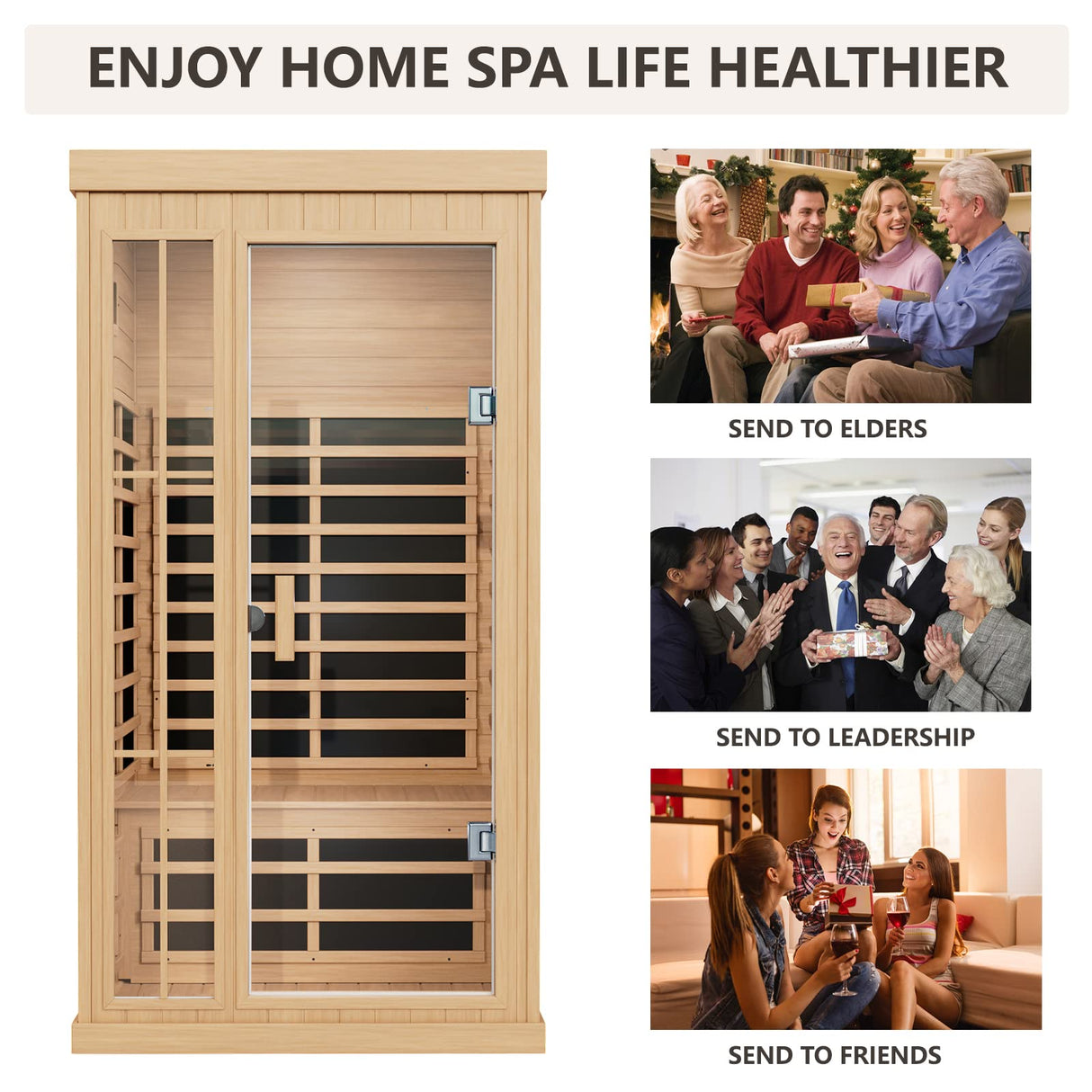 Kanlanth 1 to 2 Person Infrared Sauna, Hemlock Wood Low EMF FAR Infrared Sauna for Home, 1,350watt, Indoor Saunas with Bluetooth, LCD, LED Kanlanth