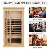 Kanlanth 1 to 2 Person Infrared Sauna, Hemlock Wood Low EMF FAR Infrared Sauna for Home, 1,350watt, Indoor Saunas with Bluetooth, LCD, LED Kanlanth