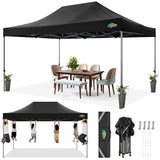 COBIZI 10x15 FT Pop up Canopy Tent,Heavy Duty Easy Up Commercial Outdoor Party Canopy Tents for Wedding Parties All Season Wind & Waterproof Gazebo with Carry Bag,Black(Frame Thickened) COBIZI