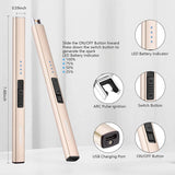 MEIRUBY Lighter Electric Candle Lighter Long Electronic Rechargeable USB Lighter Arc Windproof Flameless Lighters for Candle Camping BBQ Birthday Women's Day Gifts for Women Mom Wife Men, Gold MEIRUBY