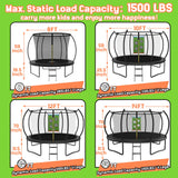 ACWARM HOME Trampoline Outdoor 12FT Trampoline with Safety Net & Rugby Target - Recreational Trampolines for Kids and Adults - Anti-Rust Coated Frame - ASTM Approved - Black ACWARM HOME