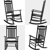 MAMIZO Soild Wood Outdoor Rocking Chair with High Back, Porch Rocking Chairs Oversized Easy to Assemble for Porch Garden, Lawn, Balcony, Backyard, Wooden Rocking Chair Outdoor and Indoor (Black) MAMIZO