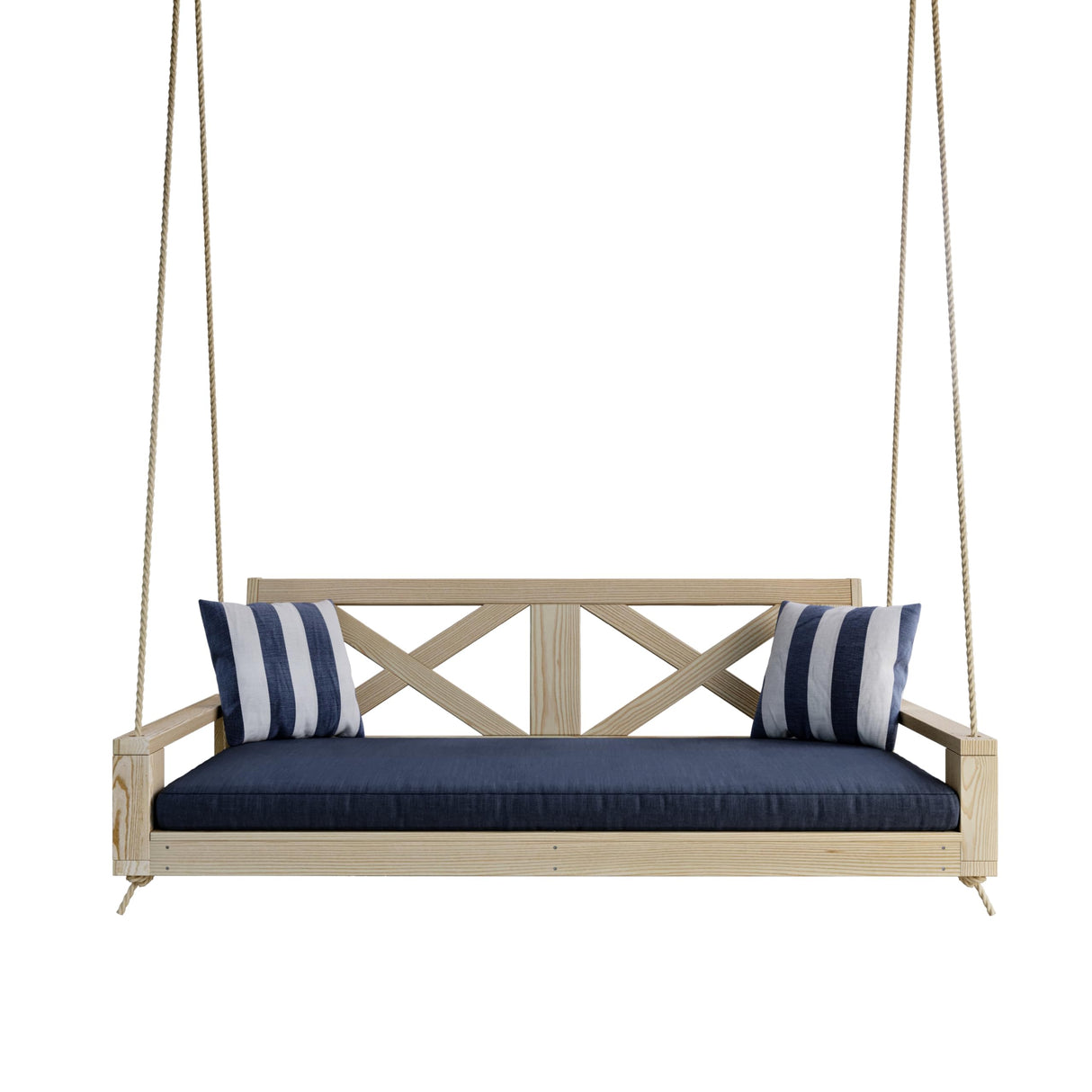 Malvern 5 Foot Wood Porch Swing Bed in Unfinished, Amish Handcrafted Daybed Style Swing Amish Casual