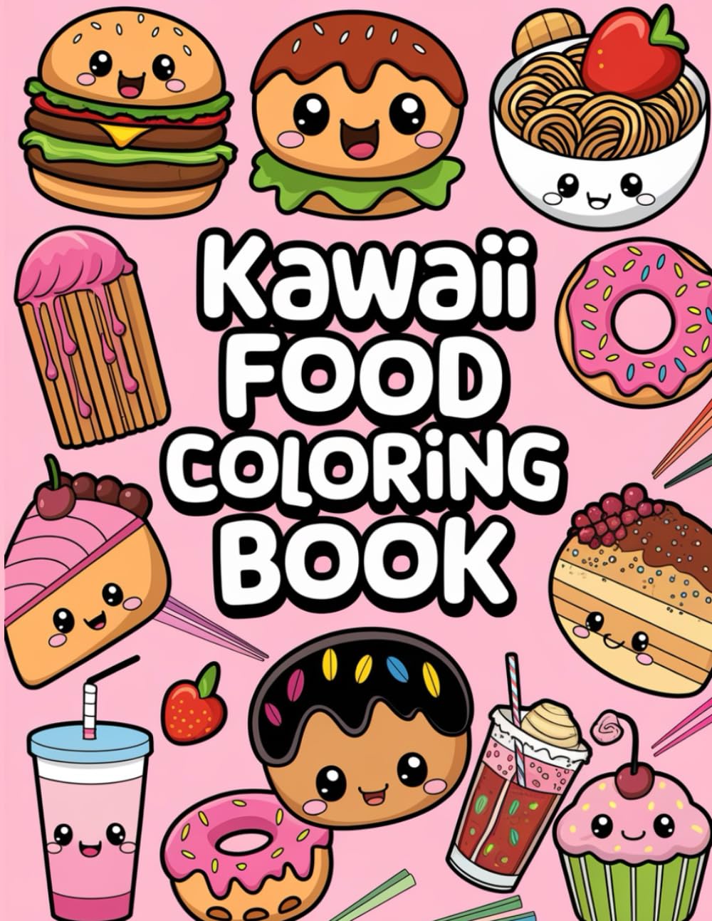 Kawaii Food Coloring Book (Kawaii Food Coloring Pages) WoodArtSupply