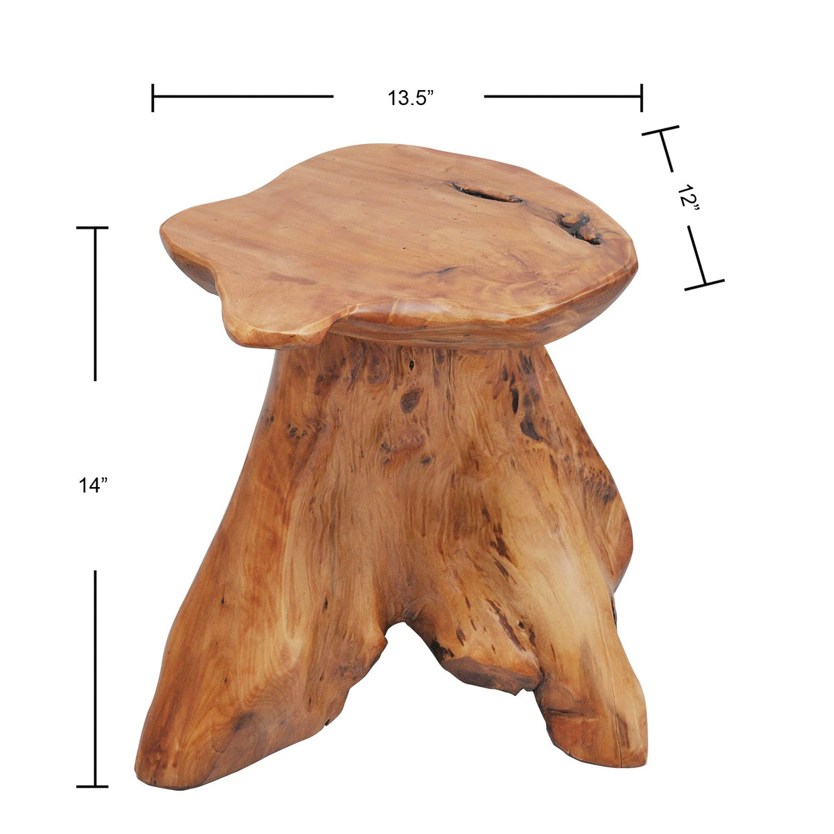 Warmaxx Cedar Natural Shape Stump Stool 13.5"x12"x14"H Solid Wood End Table Rustic Plant Stand Live Edge Coffee Table for Living Room Bedroom Patio Accent Side Table Outdoor Garden Sit Foot Stool Warmaxx