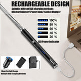 TOMOLO Electric Lighter Candle Lighter Rechargeable Grill Lighter Arc Lighter with Flexible Neck, Battery Display Safety Switch for Candle Camping Cooking BBQs Fireworks (Black&Silver) TOMOLO