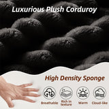 104 Inch Cloud Sectional Couch with L-Shape Chaise,Modern Upholstered Couches with Deep Seat,Corduroy Sponge Compressed Sofa for Living Room,No Assembly Required (Black) ZKJOLMN