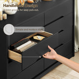 RALGEND 8 Drawer Dresser for Bedroom, White Double Chest of Drawers, Modern Wooden Dresser with Handless Design, Minimalism Style, for Bedroom, Living Room, Hallway, Entryway, Black RALGEND