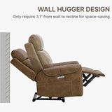 KISLOT Leather Recliner Chair for Adults Wall Hugger RV Recliner with USB Charging Ports Electric Power Reclining Sofa for Living Room Home Theater Seating Bedroom KISLOT