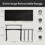 CROWNFURN Dual Motor Electric Standing Desk Frame, Height Adjustable Desk Legs with 330 lbs Capacity, for Max 90″ x 44″ Desktop, Ergonomic Sit Stand Up Desk Base Workstation for Home Office, Black Frame Only CROWNFURN