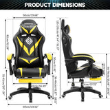 HOFFREE Gaming Chair Massage with Bluetooth Speakers and Led Lights Ergonomic Computer Gaming Chair with Footrest RGB Video Game Chair with High Back Lumbar Support Yellow and Black HOFFREE