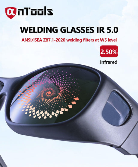 AnTools IR 5.0 Welding Glasses, Wrap-around Welding Goggles, Anti-scratch Welding Lens, UV Protection, Meet ANSI/ISEA, OSHA, Black AnTools