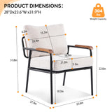 VINGLI Mid-Century Modern Accent Armchiar for Small Space, Small Comfy Upholstered Leisure Reading Chair with Wood Armrest for Bedroom, Living Room, Waiting Room, Linen Beige VINGLI