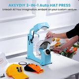 AKEYDIY Auto Hat Heat Press Machine for Caps with 3pcs Interchangeable Platens 3-in-1 Automatic Cap Press w/Knob-Style Digital Controller & Auto Open & Release, Heat Transfer Printing for Caps AKEYDIY