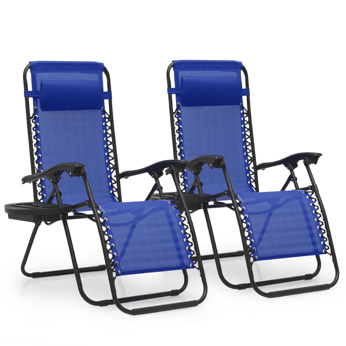 MoNiBloom Zero Gravity Chairs Set of 2 Outdoor Folding Patio Lounge Chairs for Outside Reclining Lawn Chairs Recliner Beach Chairs for Adults, Blue MoNiBloom