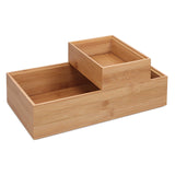 Navaris Bamboo Storage Boxes - Set of 2 Wood Stackable Box Organizers for Bedroom, Kitchen, Bathroom, Living Room, Makeup, Jewelry, Accessories Navaris